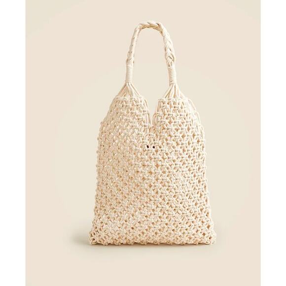 J.Crew Handbags - NWT J.Crew Cadiz Hand Knotted Rope Tote Bag In Natural Beige